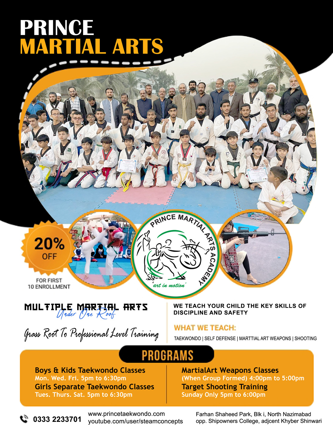 PRINCE TAEKWONDO MARTIAL ARTS ACADEMY ... CLICK HERE ...KIDS SUMMER CAMP KARACHI, KARATE TAEKWONDO NUNCHAKU LATHI SWORD WEAPONS TRAINING, AIR PISTOL AIRGUN TARGET SHOOTING 